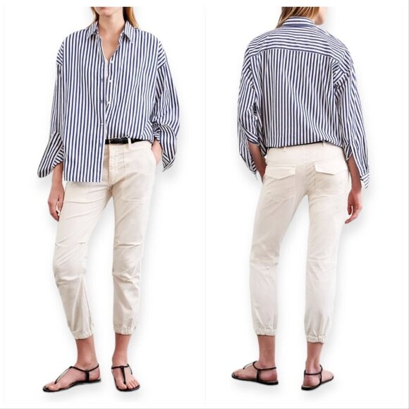 Nili Lotan Cropped Military Pants, Eggshell, Size 0, Ankle Zip, NWT - Picture 13 of 16